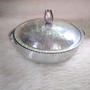 Vintage Hand Wrought Creations by Rodney Kent Hand pounded aluminum Tulip Dish